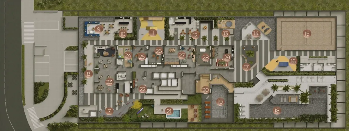 Implantação — Térreo — Lazer Resort — Liv Stay Residence